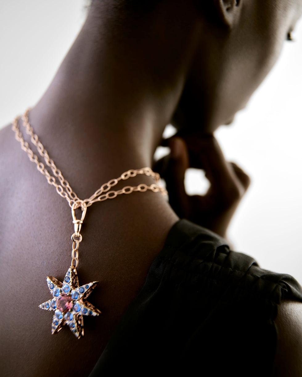 Selim Mouzannar Istanbul PendentifSaphirs Bleus - Tourmaline Rose - Diamants