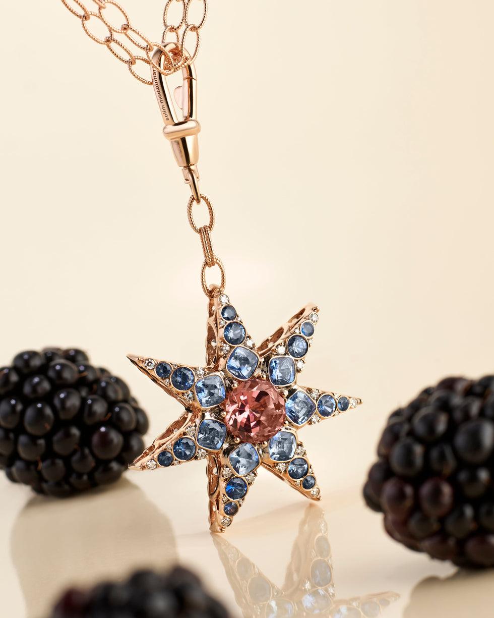 Selim Mouzannar Istanbul PendentifSaphirs Bleus - Tourmaline Rose - Diamants
