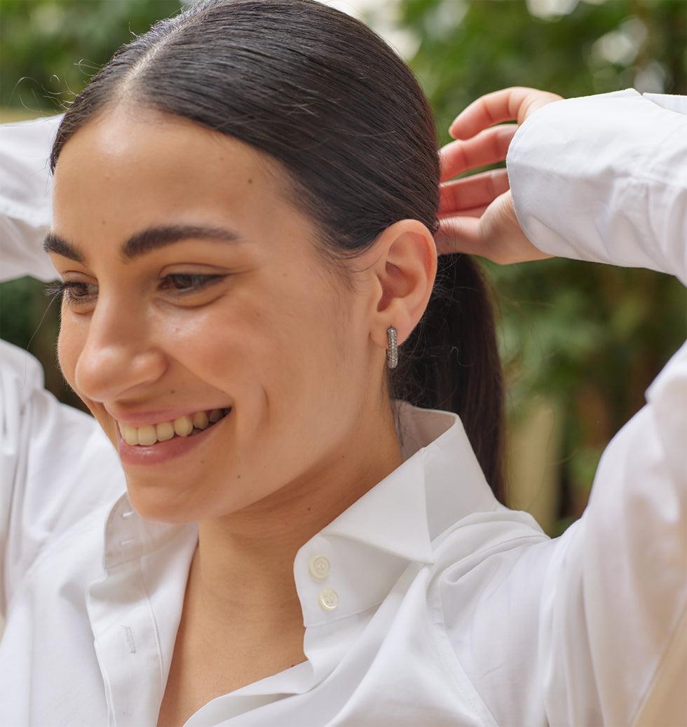 Selim Mouzannar Link Boucle D'oreilleDiamants Gris Glacés