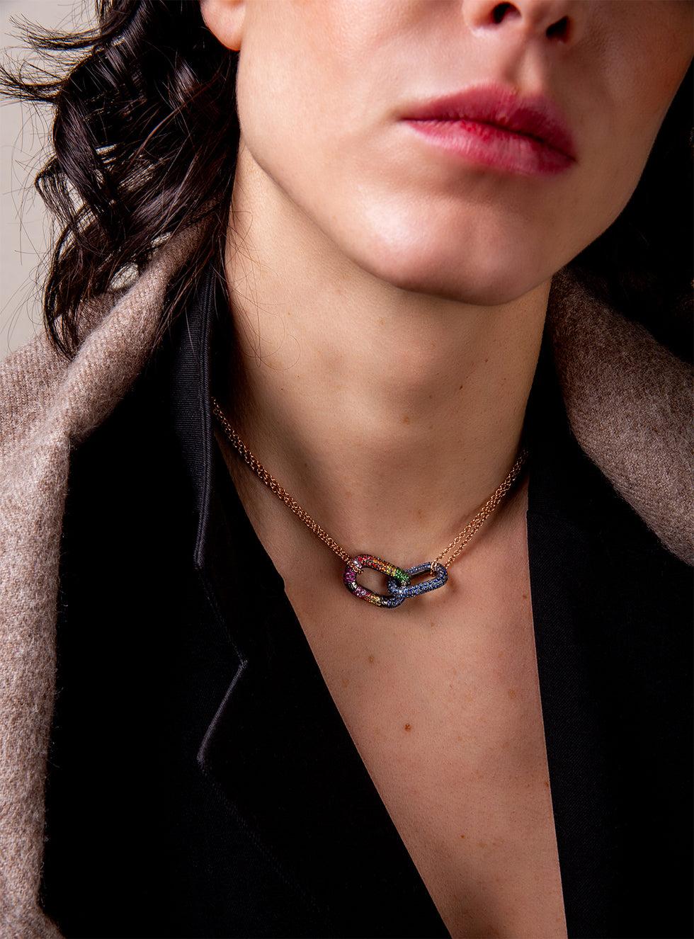 Selim Mouzannar Link FermoirSaphirs Colorés - Tsavorites