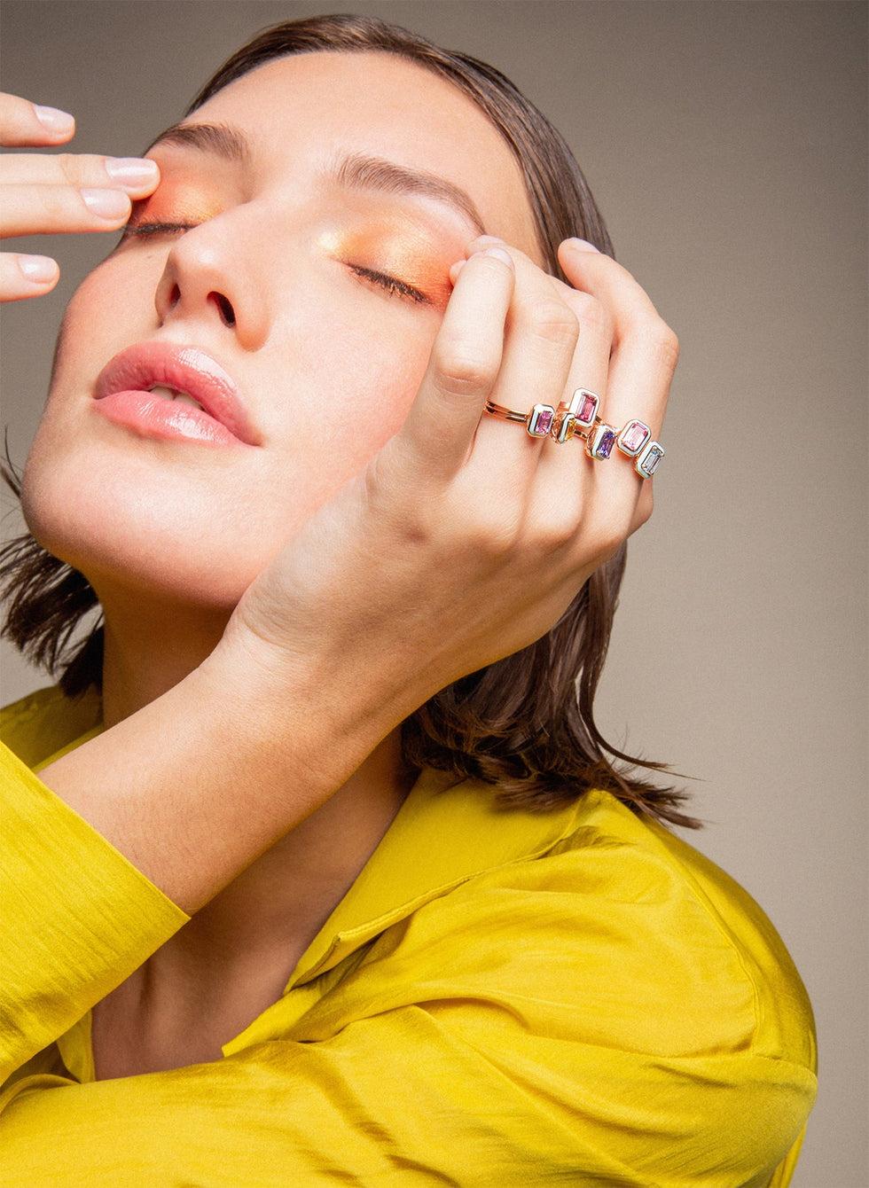 Selim Mouzannar Mina Bague Bleu ClairTourmaline Rose