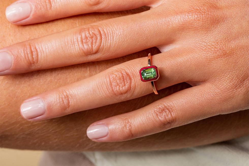 Selim Mouzannar Mina Bague FramboiseTourmaline Vert