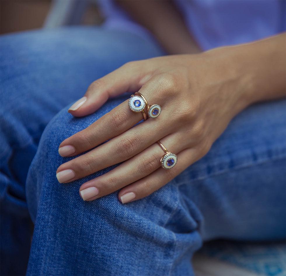 Selim Mouzannar Mina Bague IvoireSaphir Bleu - Diamants