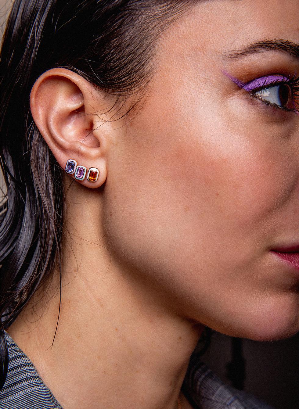 Selim Mouzannar Mina Boucle D'oreille Bleu ClairSaphir Rose