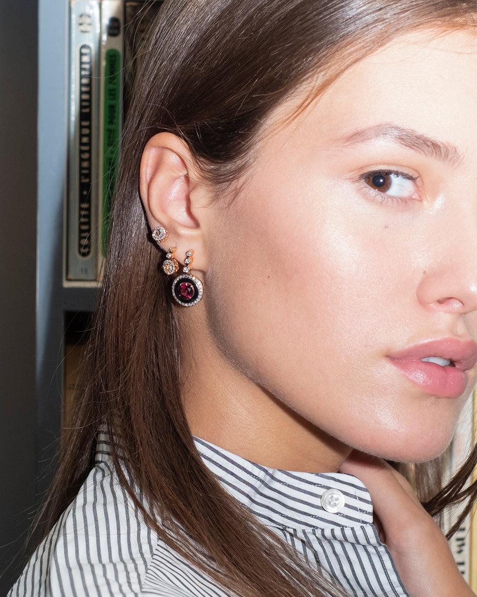 Selim Mouzannar Mina Boucles D'oreilles NoiresRhodolites - Diamants