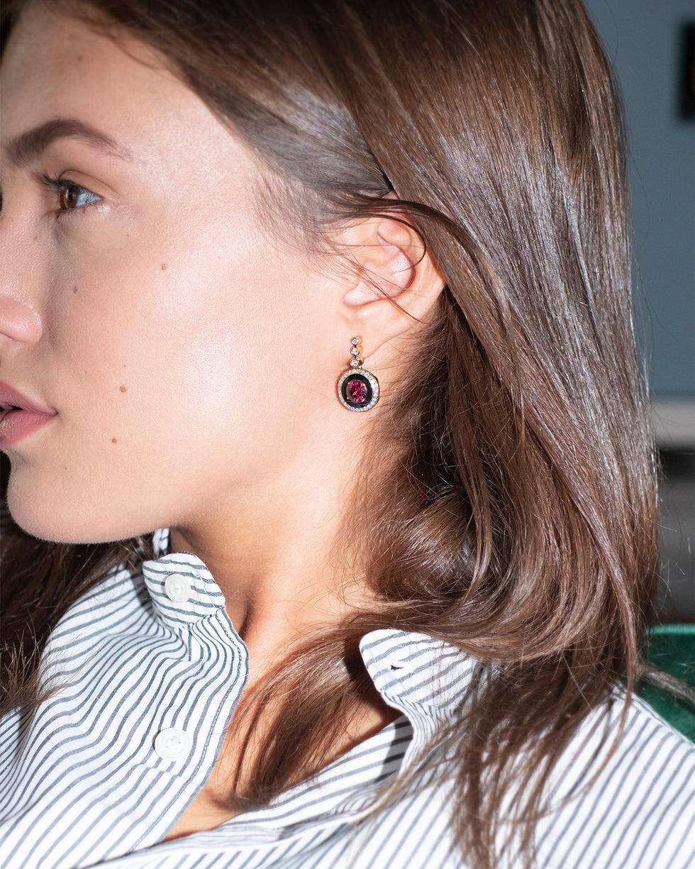 Selim Mouzannar Mina Boucles D'oreilles NoiresRhodolites - Diamants