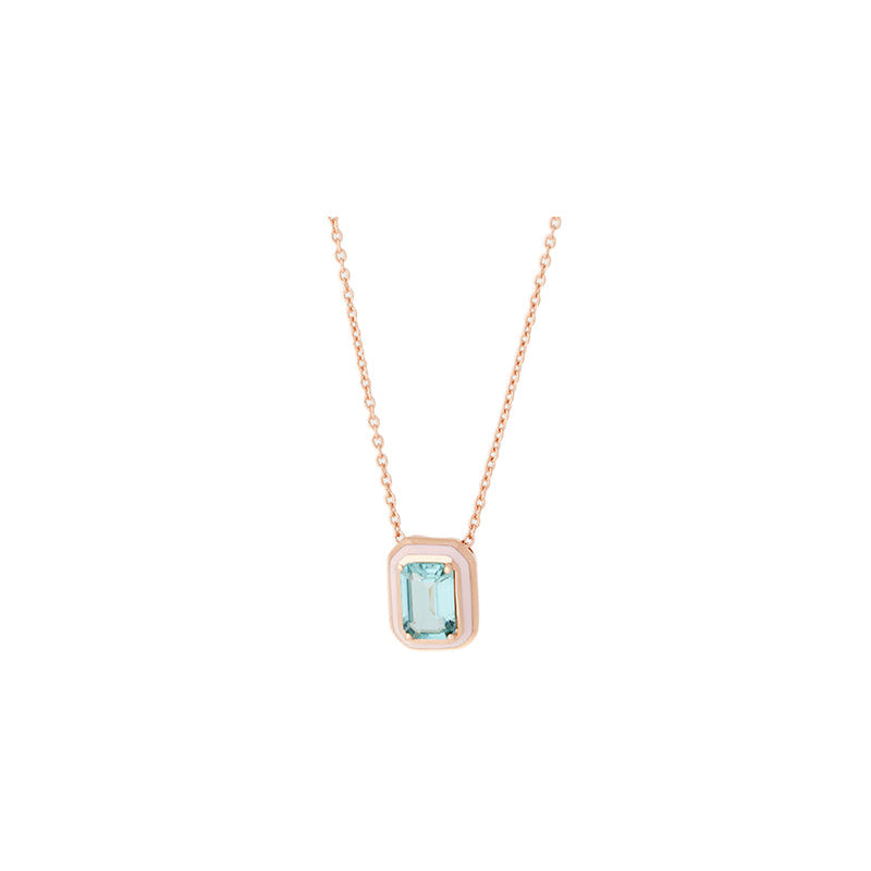 selim mouzannar Mina Pendentif Rose Clair Tourmaline Bleu Clair