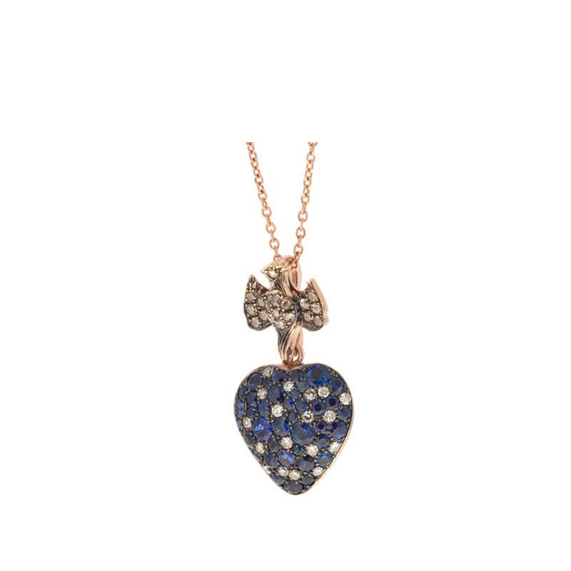 Selim Mouzannar Pendentif CoeurSaphirs Bleus - Diamants