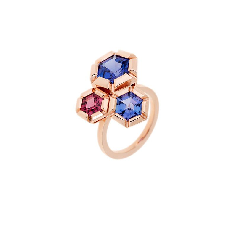selim mouzannar Rose de France BagueTanzanites - Rhodolite