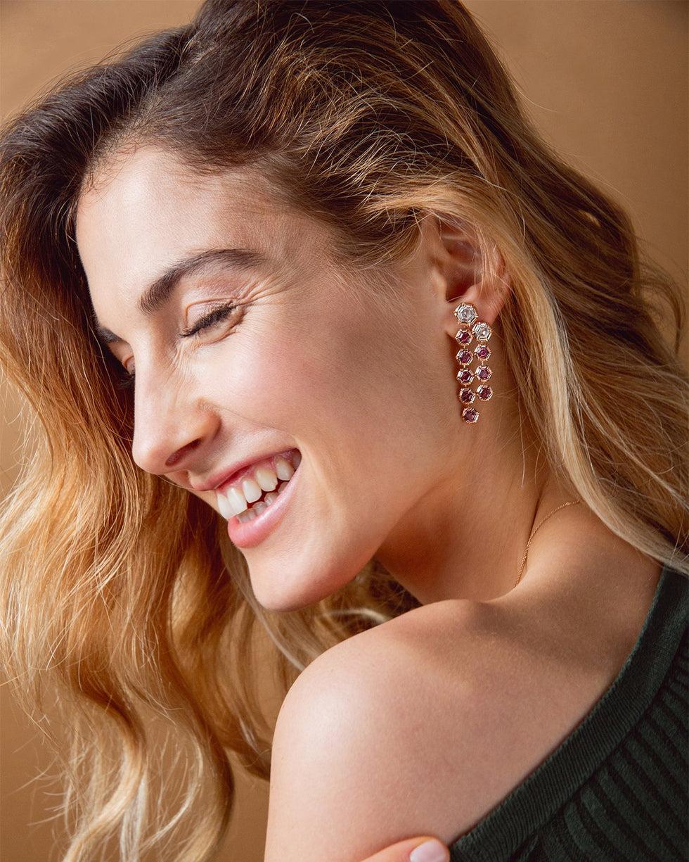 Selim Mouzannar Rose De France Boucle D'oreilleRhodolites - Diamants