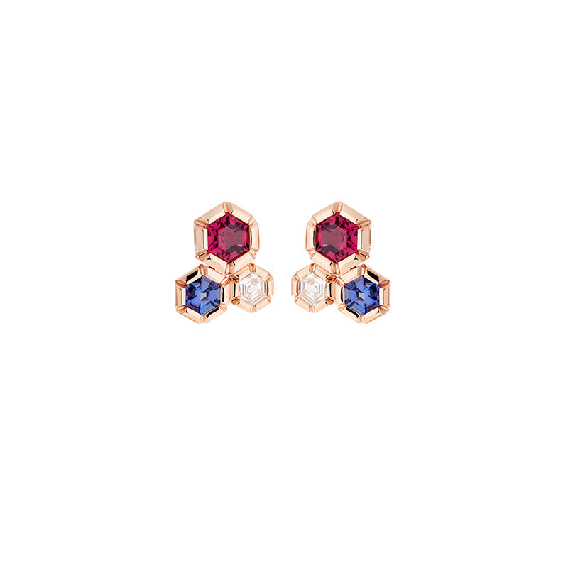 selim mouzannar Rose de France Boucles d'oreillesDiamants - Rhodolites - Tanzanites