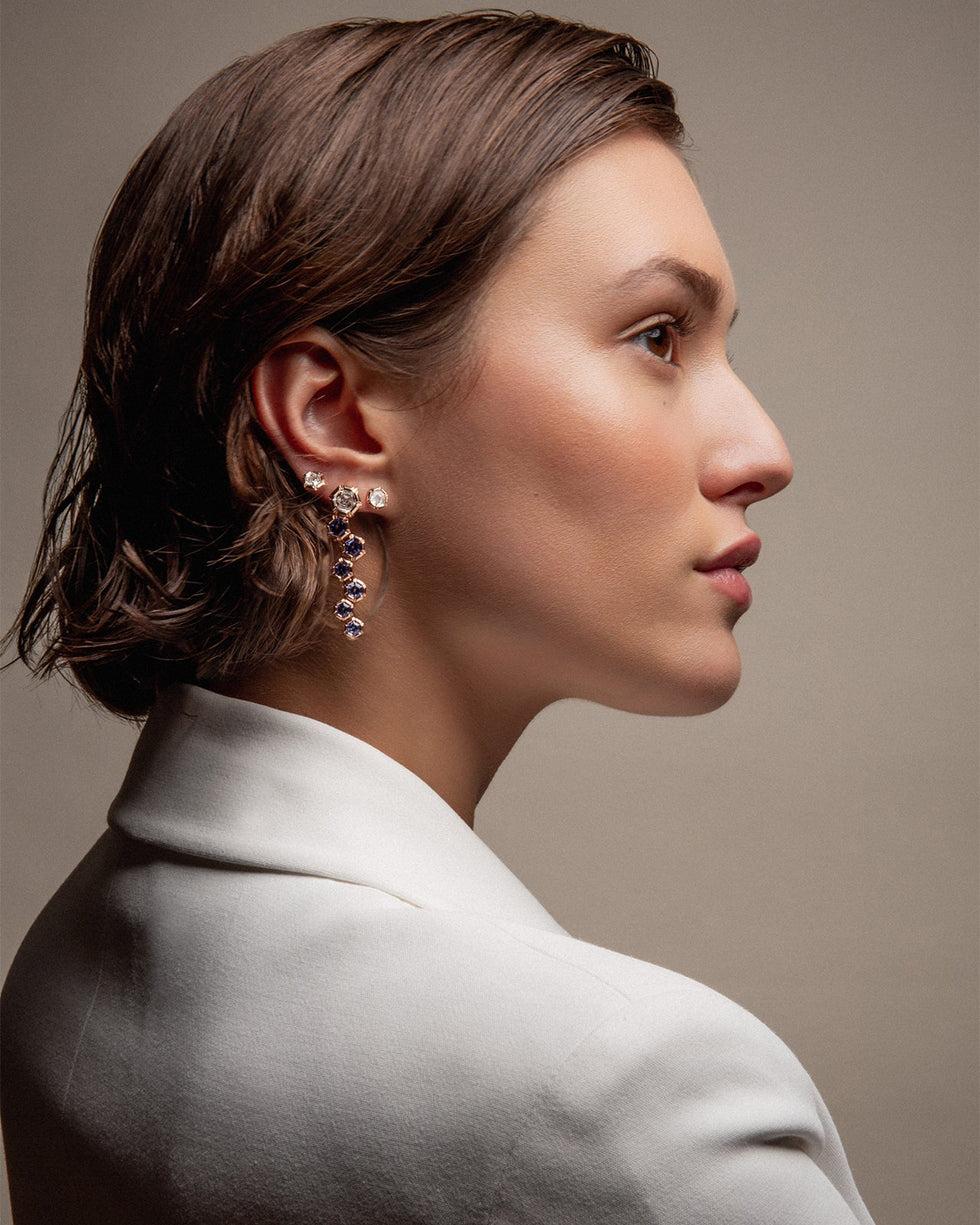 Selim Mouzannar Rose De France Boucles D'oreillesDiamants - Tanzanites