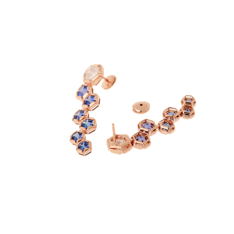 Selim Mouzannar Rose De France Boucles D'oreillesDiamants - Tanzanites
