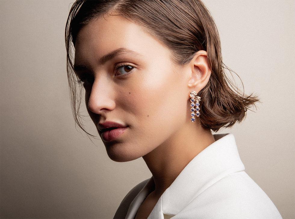 Selim Mouzannar Rose De France Boucles D'oreillesDiamants - Tanzanites