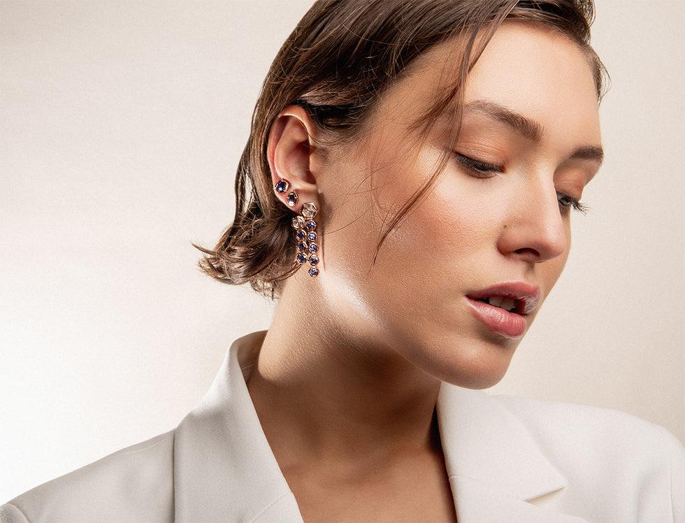 Selim Mouzannar Rose De France Boucles D'oreillesDiamants - Tanzanites