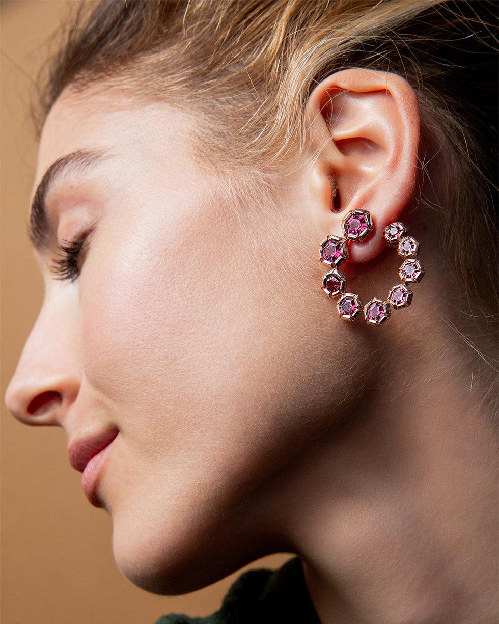 Selim Mouzannar Rose De France Boucles D'oreillesRhodolites