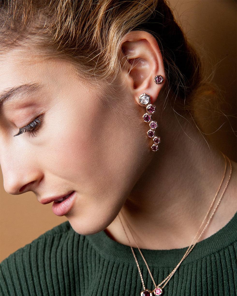 Selim Mouzannar Rose De France Boucles D'oreillesRhodolites - Diamants