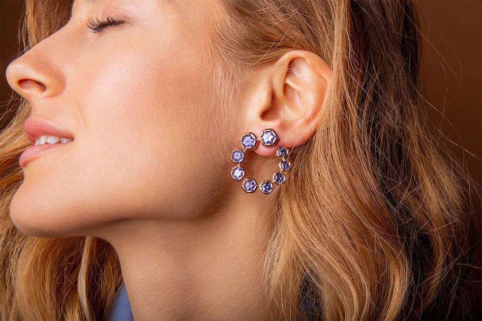 Selim Mouzannar Rose De France Boucles D'oreillesTanzanites