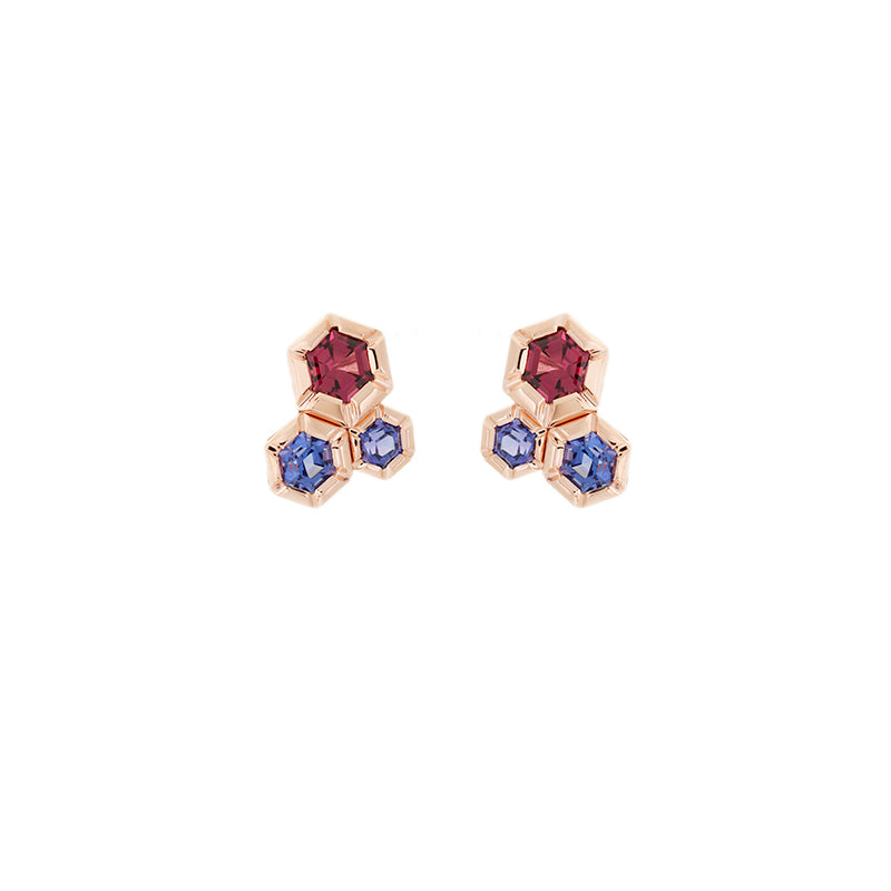 selim mouzannar Rose de France Boucles d'oreillesTanzanites - Rhodolites