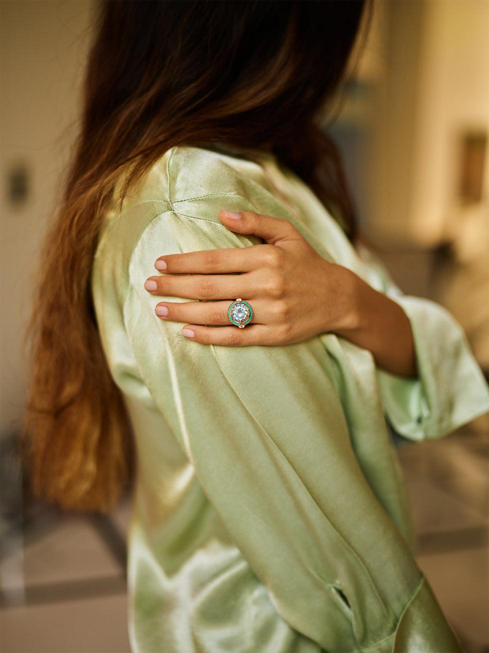 Selim Mouzannar Gemma BagueAigue-marine - Diamants