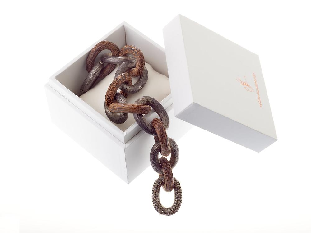 Selim Mouzannar Link BraceletDiamants Gris Glaciés