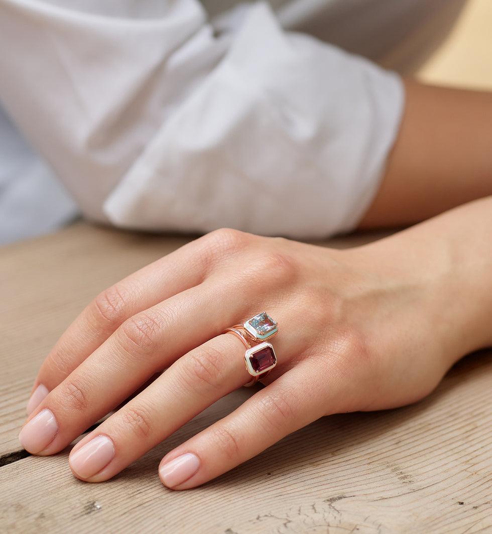 Selim Mouzannar Mina Bague Bleu Claireaigue-marine