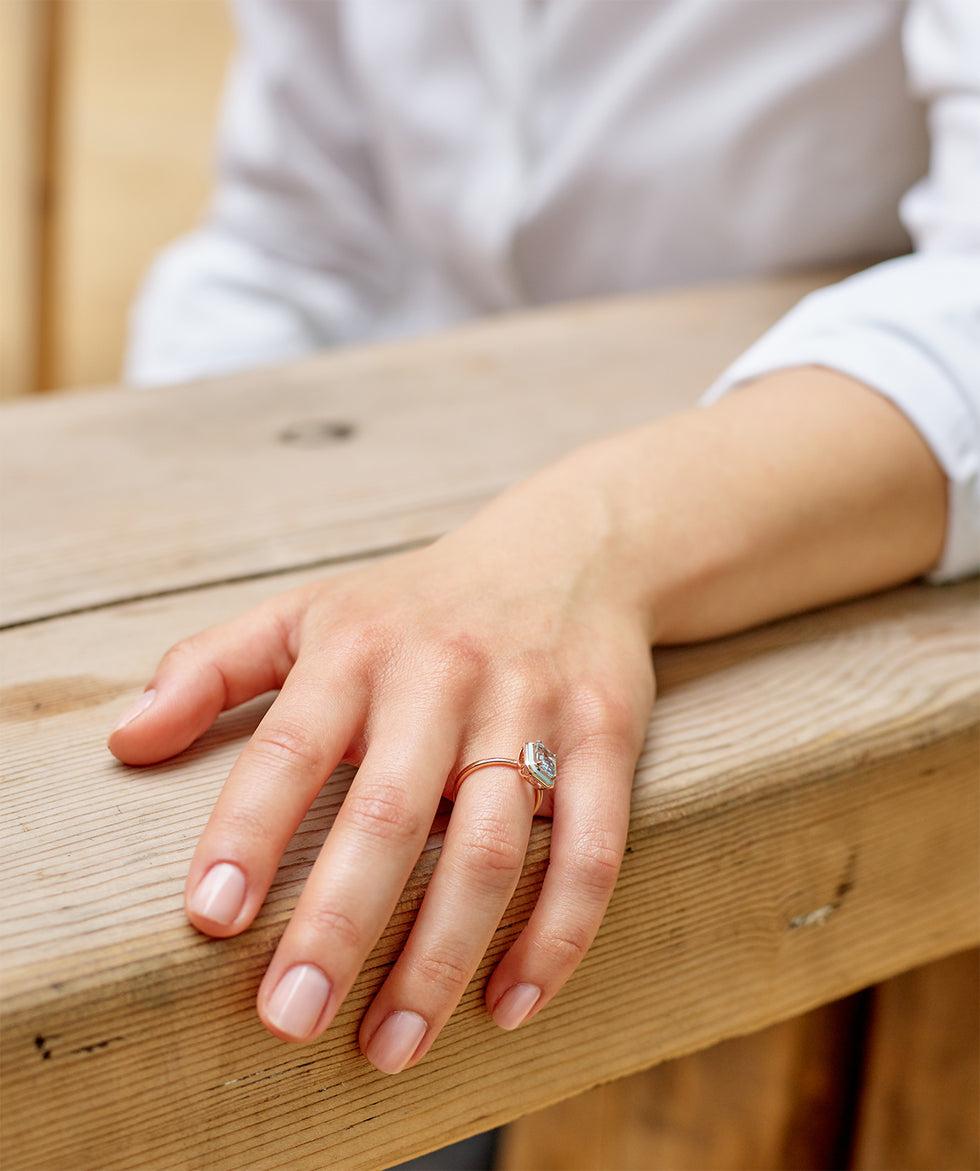 Selim Mouzannar Mina Bague Bleu Claireaigue-marine