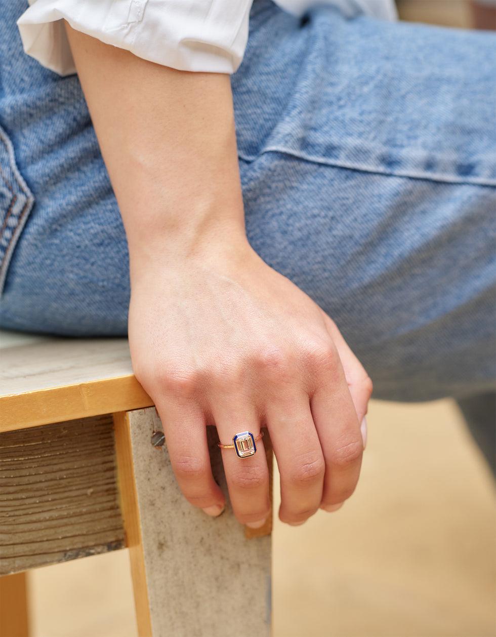 Selim Mouzannar Mina Bague Bleu MarineMorganite