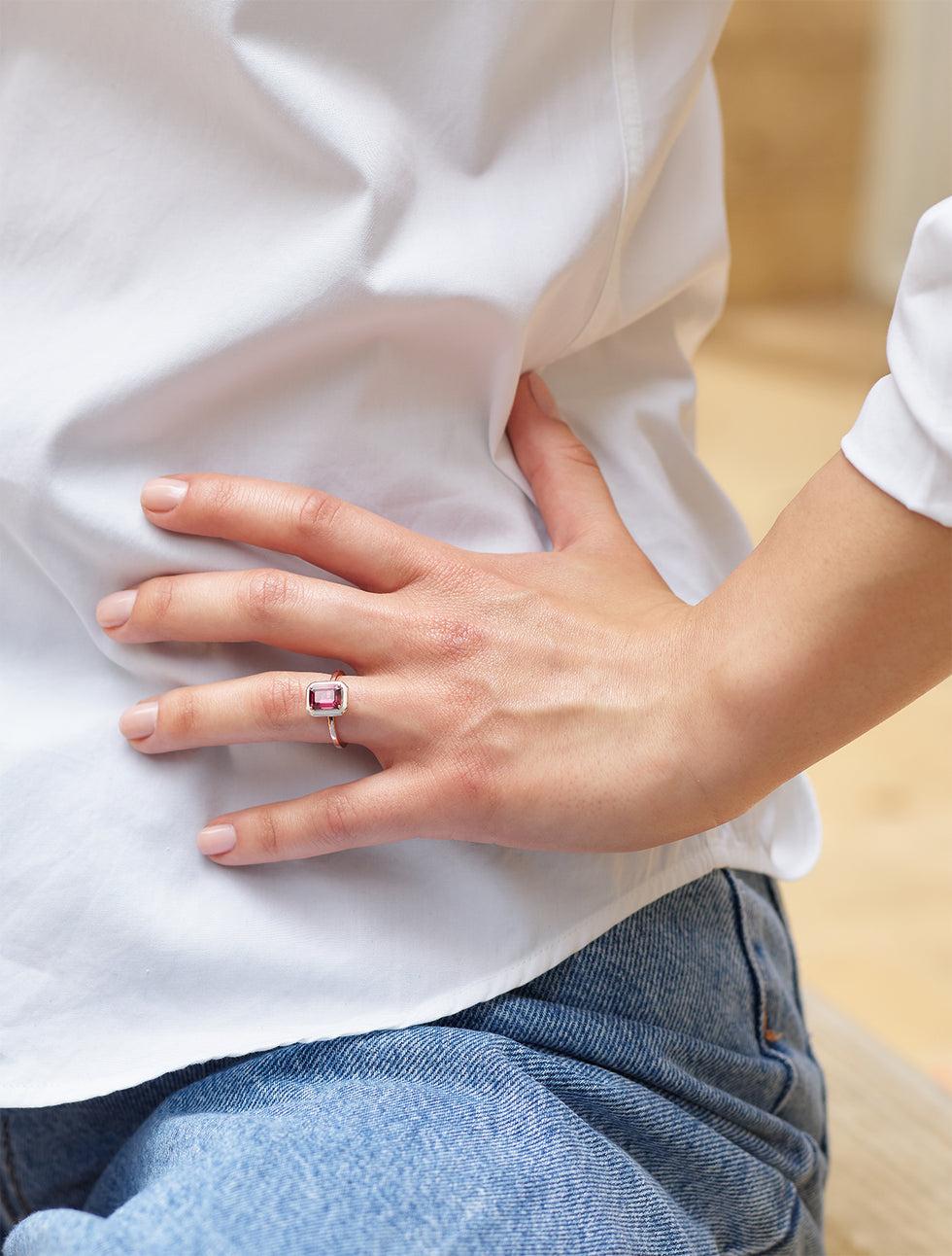 Selim Mouzannar Mina Bague IvoireRhodolite