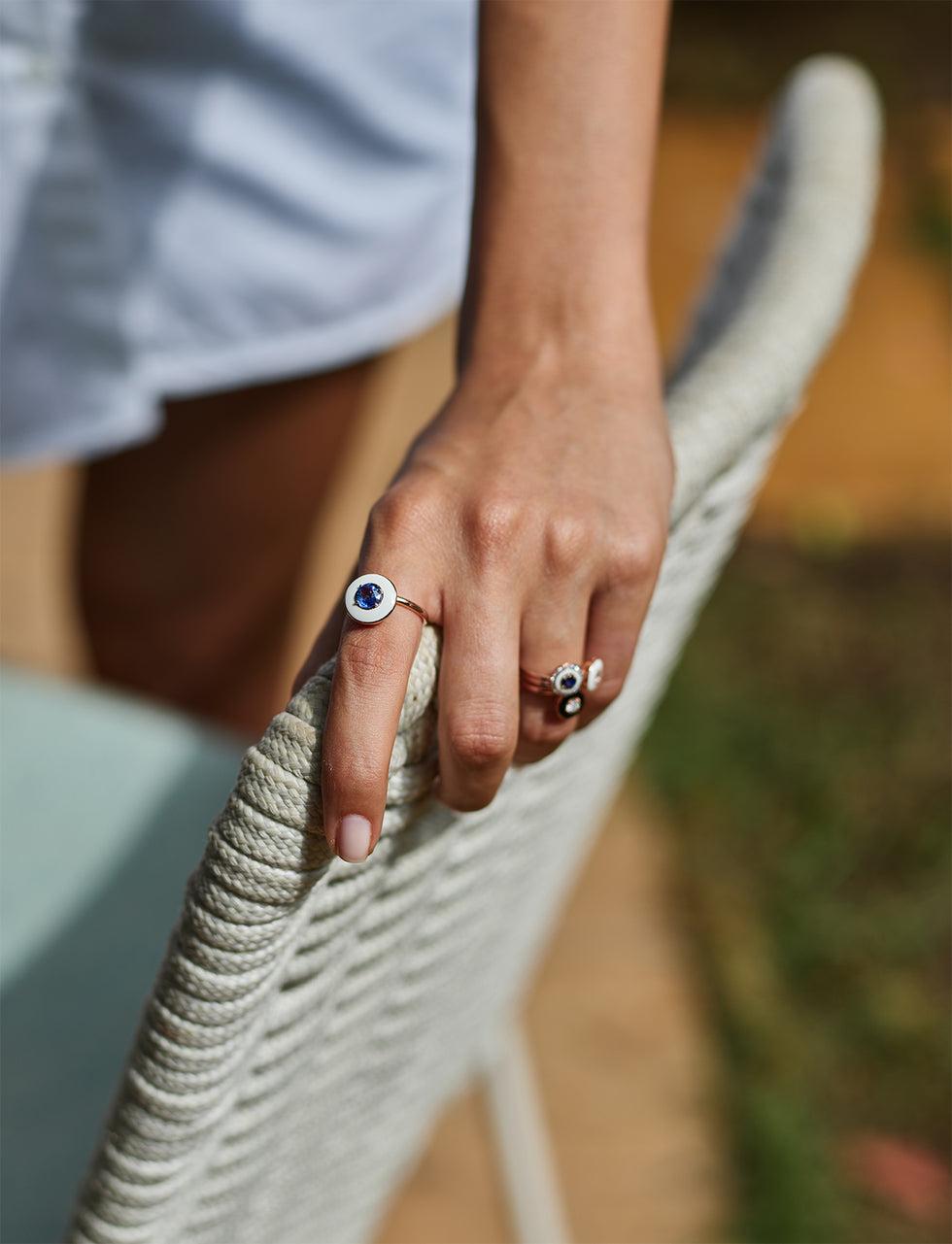 Selim Mouzannar Mina Bague IvoireSaphir Bleu