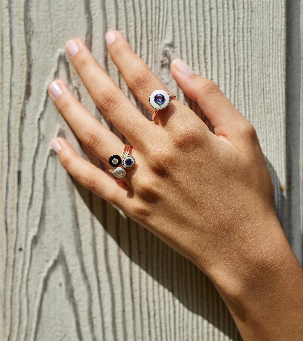 Selim Mouzannar Mina Bague IvoireSaphir Bleu