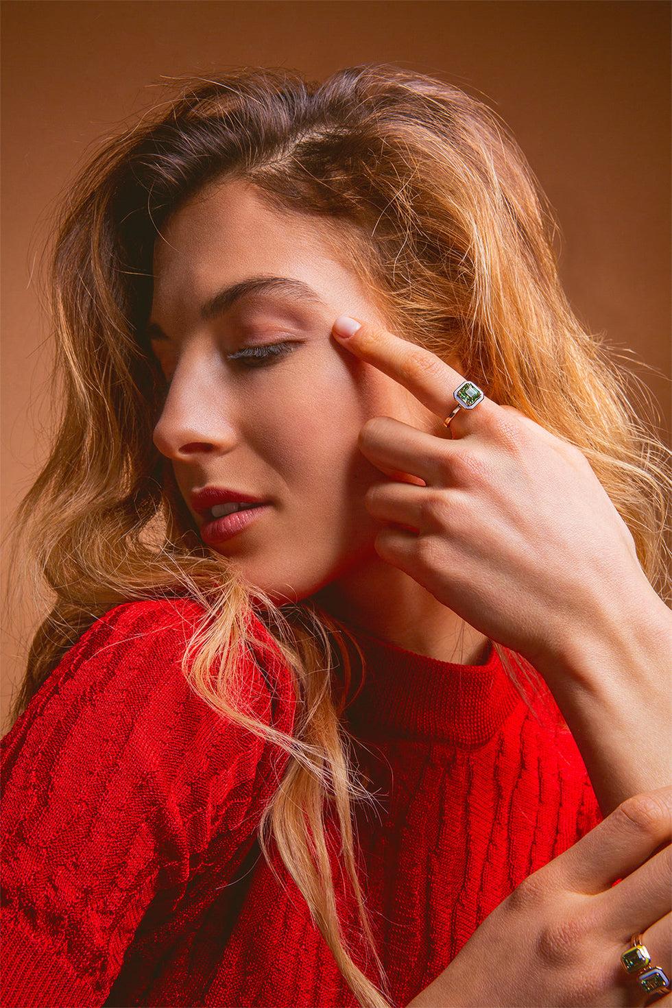 Selim Mouzannar Mina Bague Lilas- Tourmaline Verte