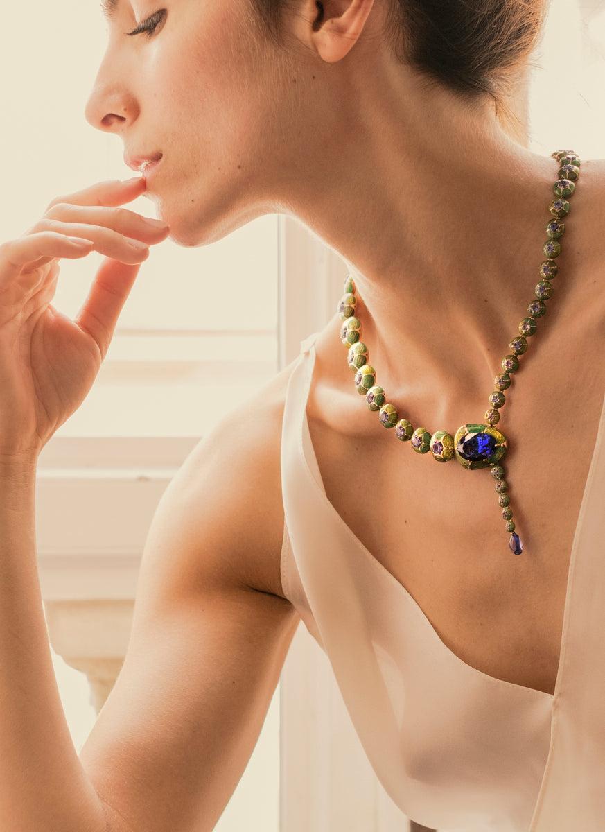 Selim Mouzannar Unique Collier VertTanzanites