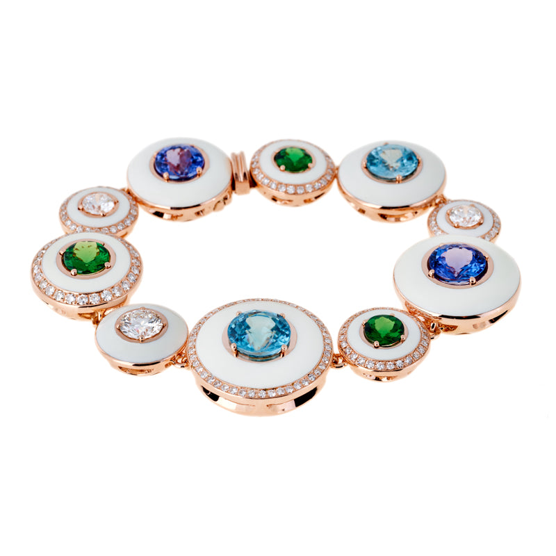 selim mouzannar Unique Bracelet ivoireTanzanites - Tsavorites - Hyacinthes Bleues - Diamants