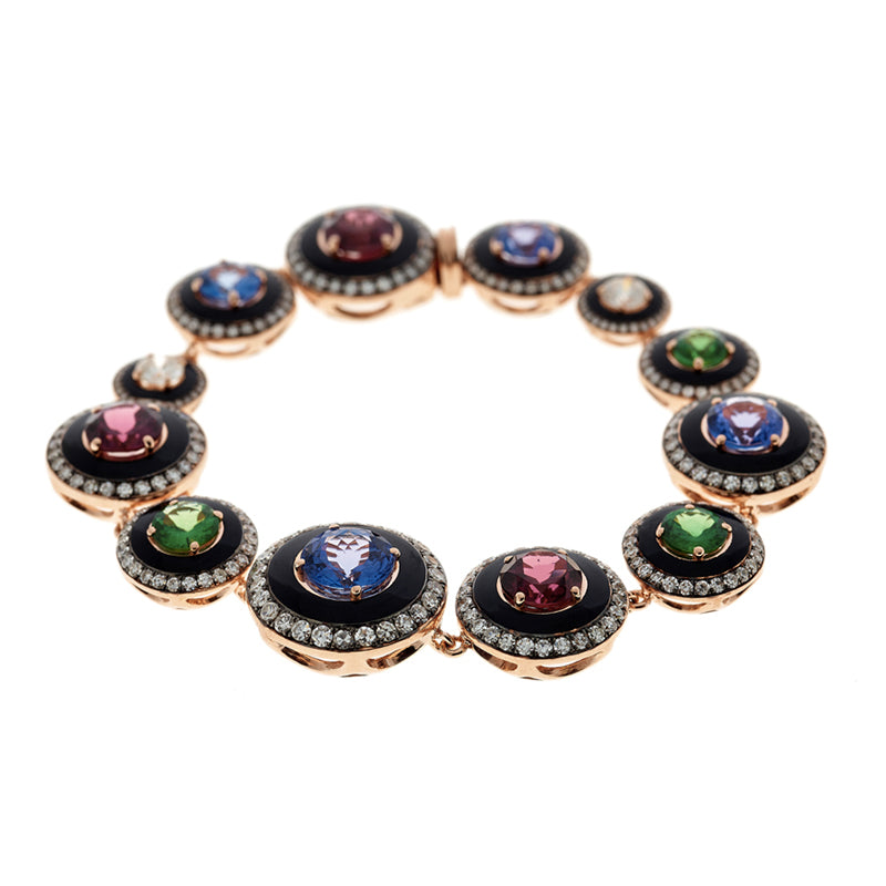 selim mouzannar Unique Bracelet noirRhodolites - Tanzanites - Tsavorites - Diamants