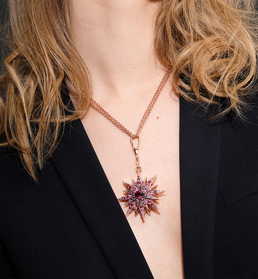 Selim Mouzannar Unique PendentifSaphirs Roses - Tourmaline Bleue - Diamants