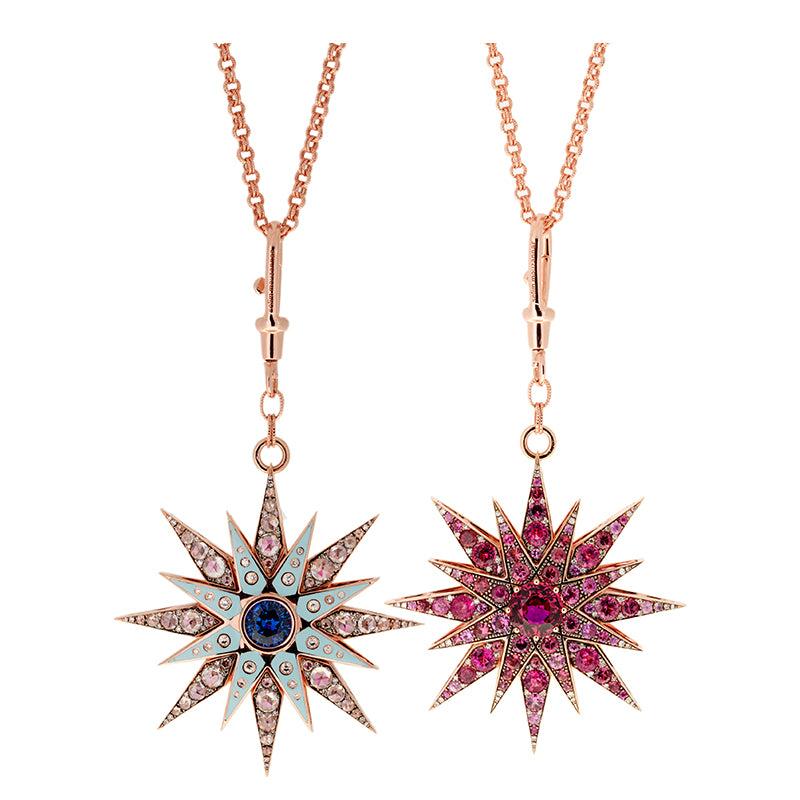 selim mouzannar Unique PendentifSaphirs roses - Tourmaline bleue - Diamants