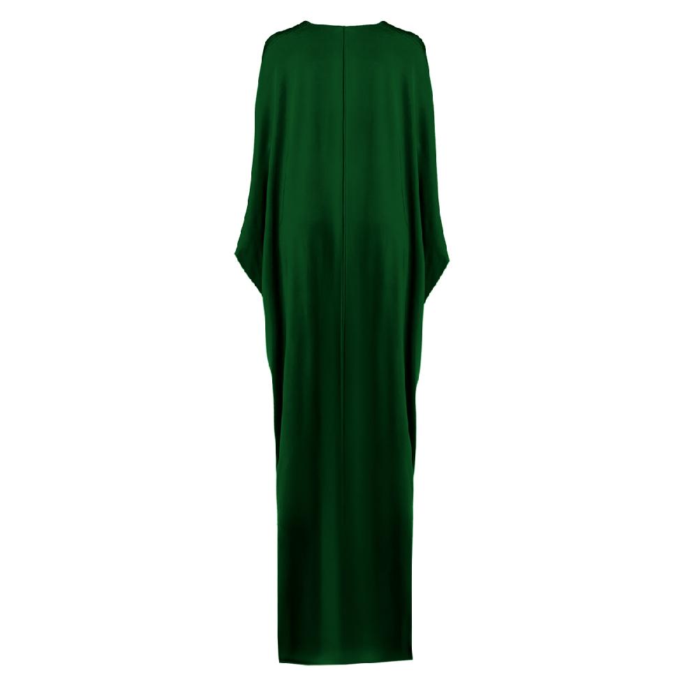 Semsem Gathered Viscose Jersey Kaftan Dress - Emerald