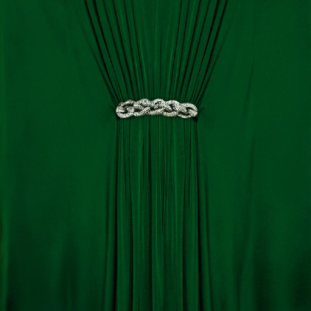 Semsem Gathered Viscose Jersey Kaftan Dress - Emerald