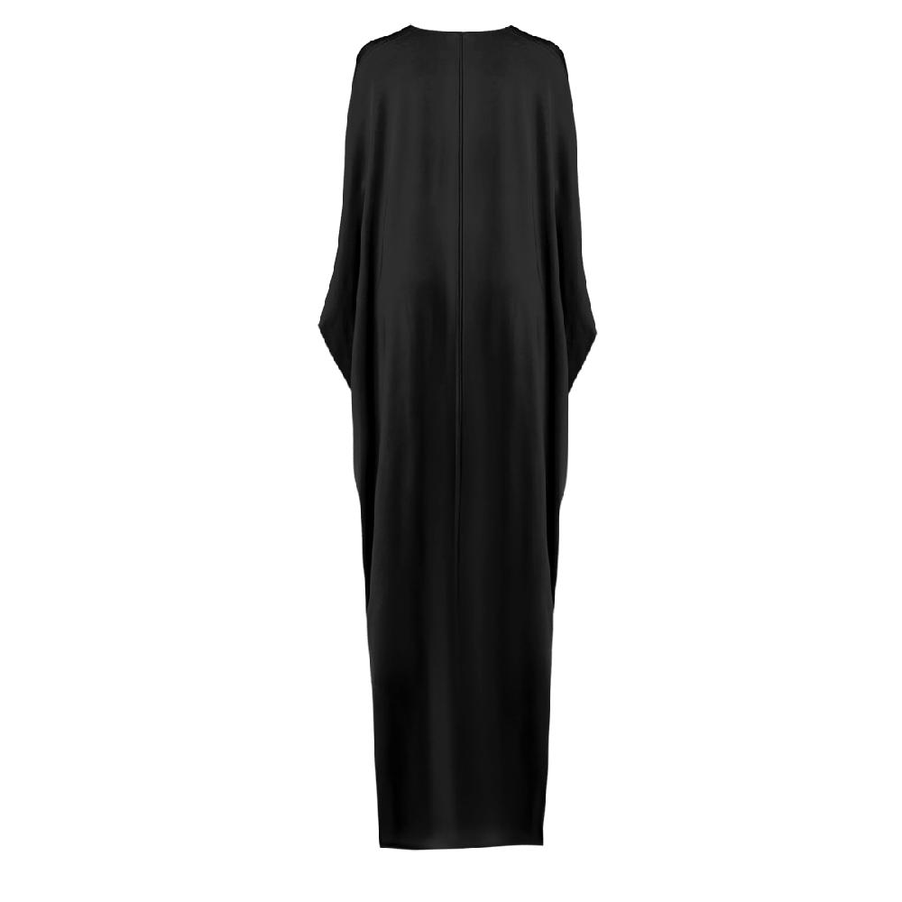 Semsem Gathered Viscose Jersey Kaftan Dress - Gunmetal