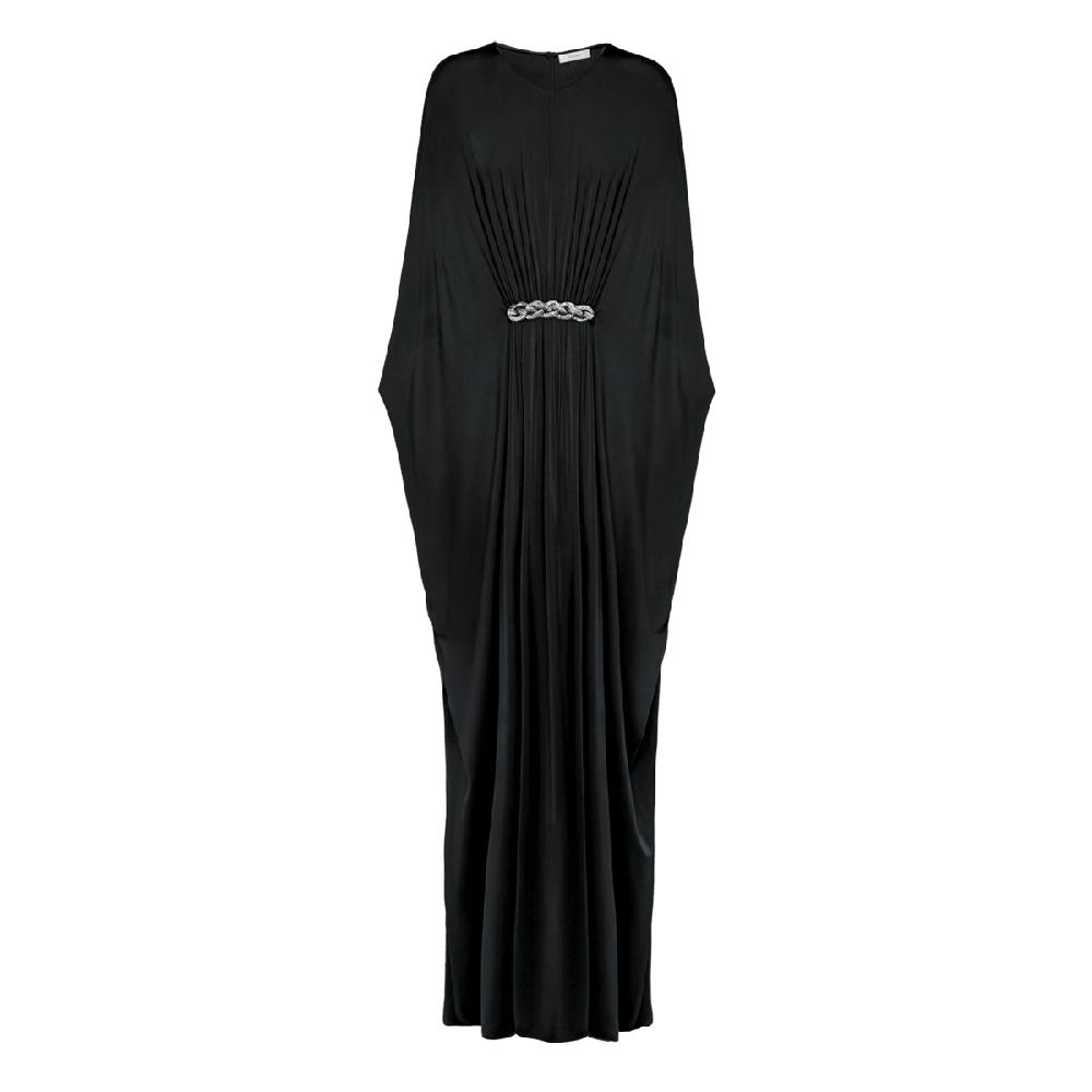 semsem Gathered Viscose Jersey Kaftan Dress - Gunmetal