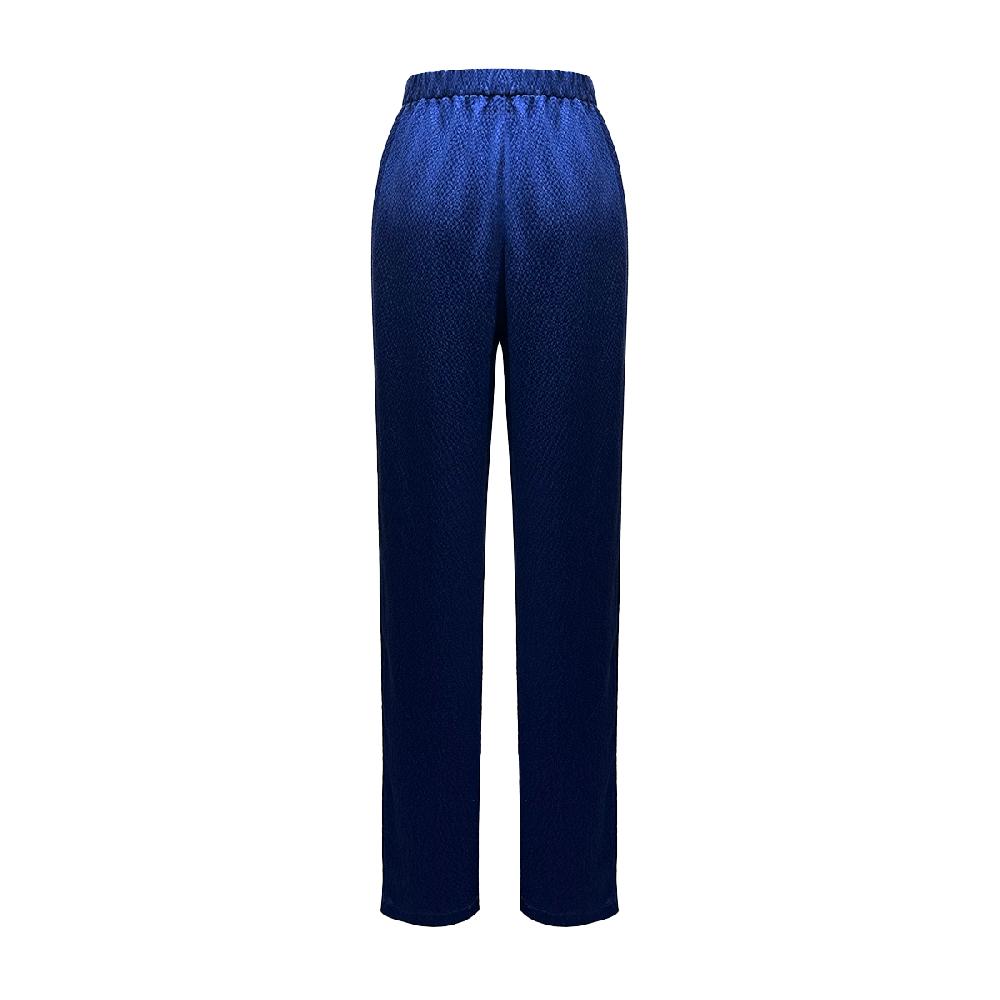 Semsem Hammered Silk Pajama Pants With Satin Binding - Navy
