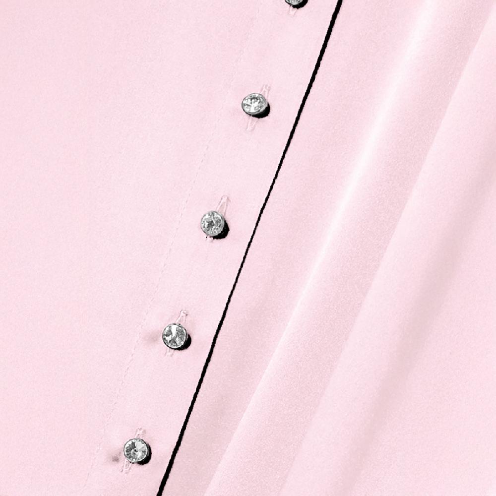 Semsem Kaftan Shirt Dress With Crystal Buttons - Misty Rose