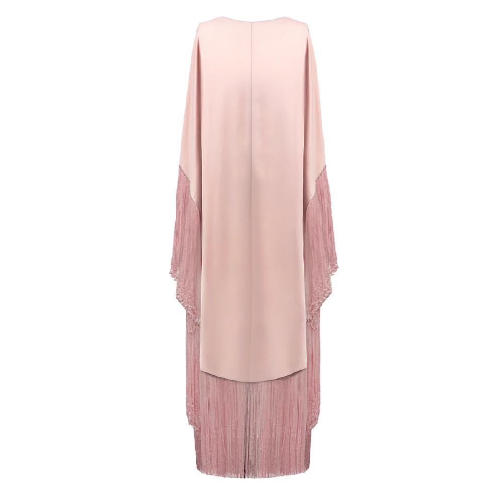 Semsem Kaftan With Fringe Detail And Crystal Buttons - Misty Rose