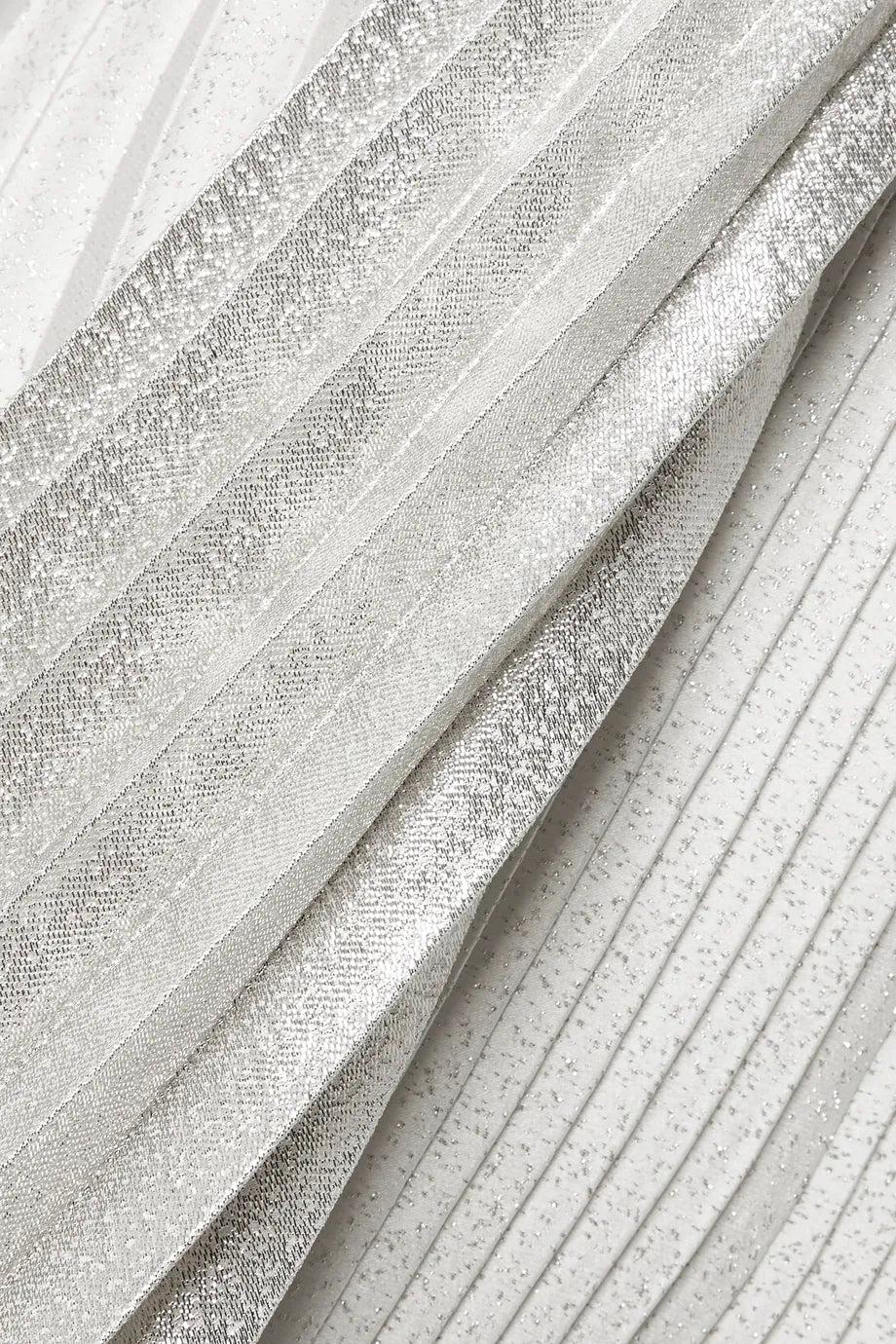 Semsem One-Shoulder Pleated Metallic Silk-Blend Crepe Jumpsuit