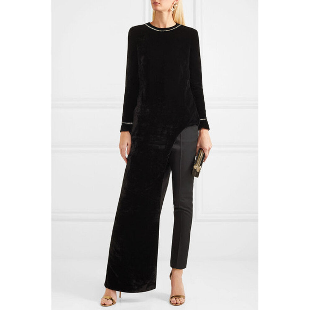 Semsem Asymmetric Velvet Tunic