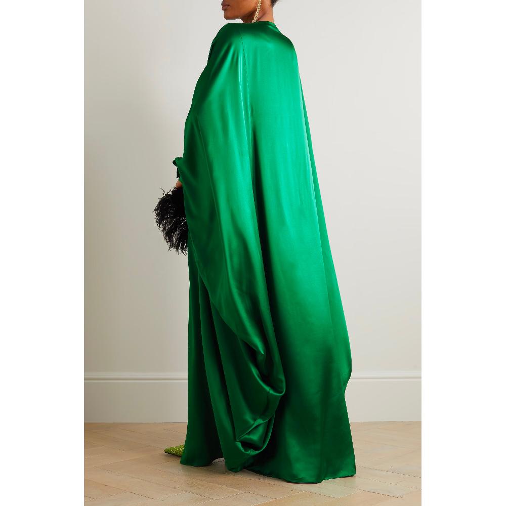 Semsem Belted Button-Embellished Silk Kaftan