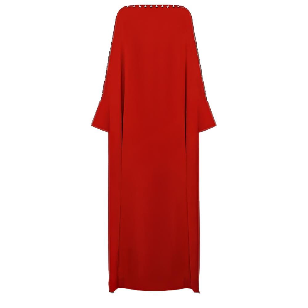 semsem Boat Neck Kaftan - Vermilion