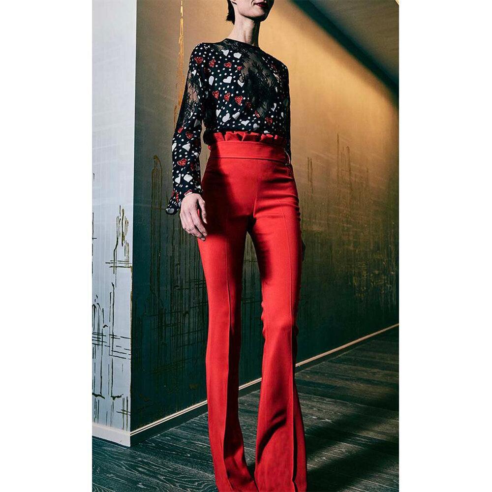 Semsem Camille Ruffle Pant - Red