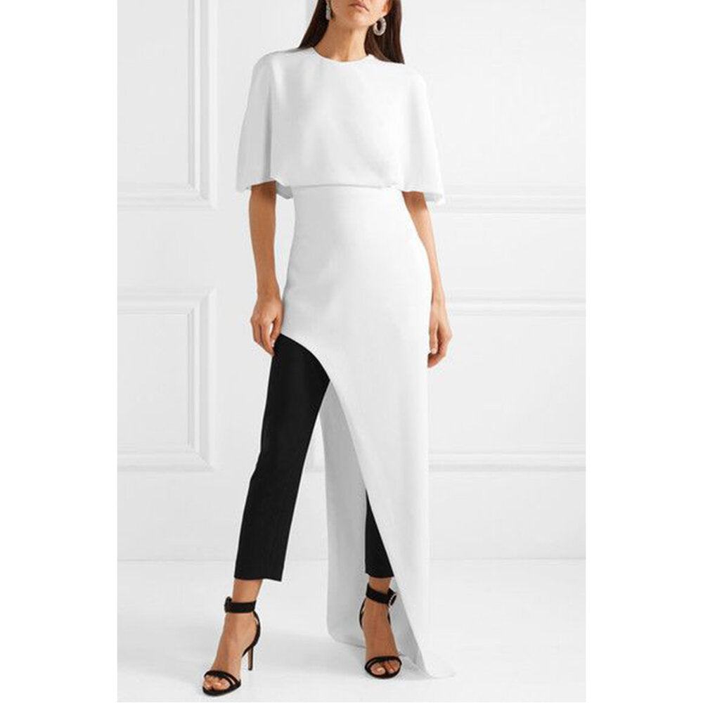 Semsem Cape Effect Asymmetric Crepe Tunic